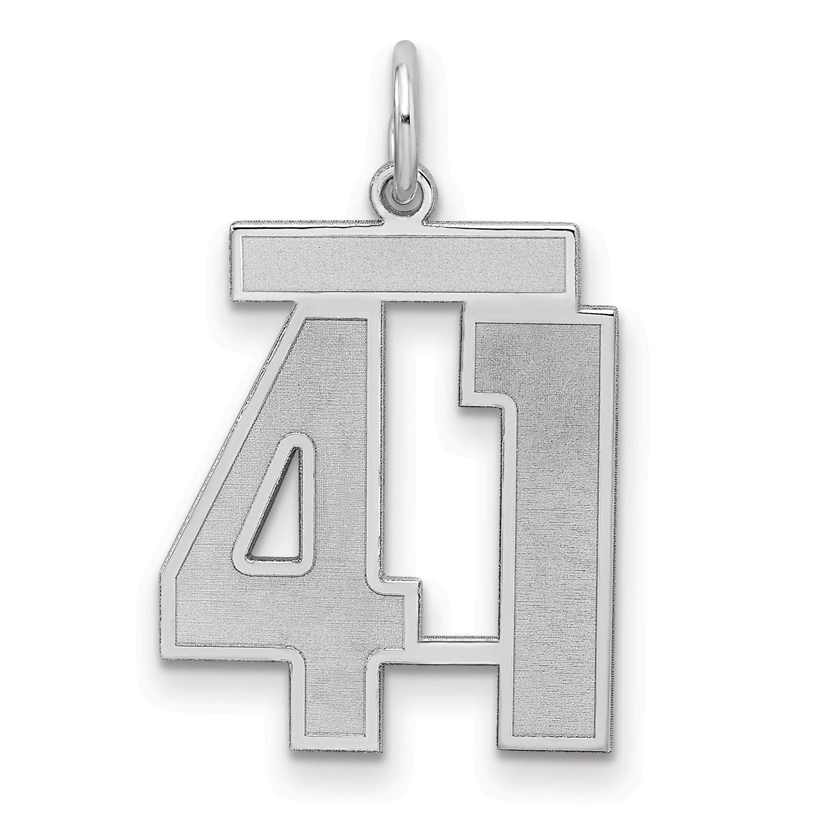 Sterling Silver Silver/Rhodium-Plated Satin Number 41 Charm