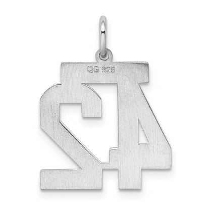 Sterling Silver Silver/Rhodium-Plated Satin Number 42 Charm