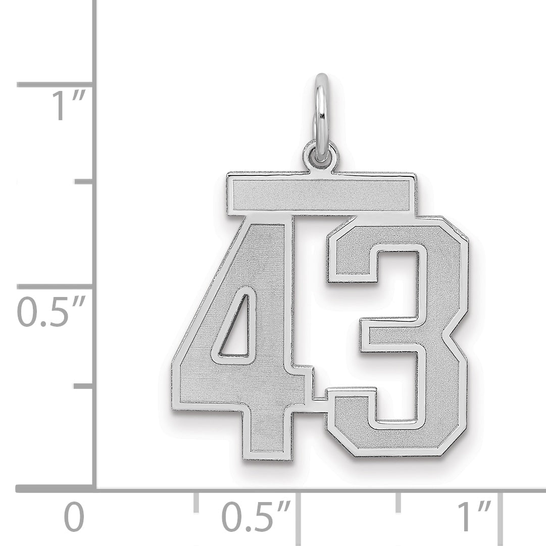 Sterling Silver Silver/Rhodium-Plated Satin Number 43 Charm