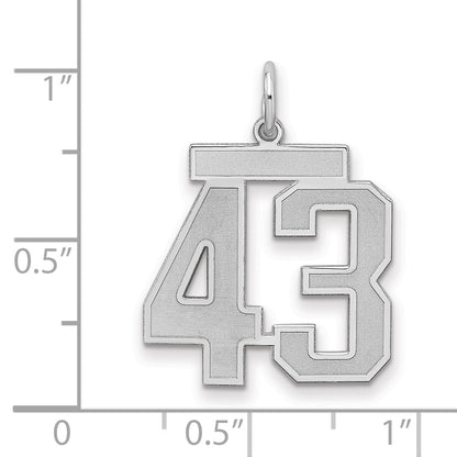 Sterling Silver Silver/Rhodium-Plated Satin Number 43 Charm