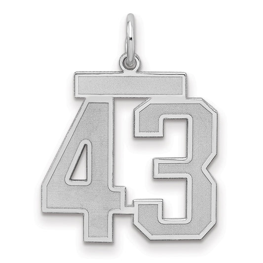 Sterling Silver Silver/Rhodium-Plated Satin Number 43 Charm
