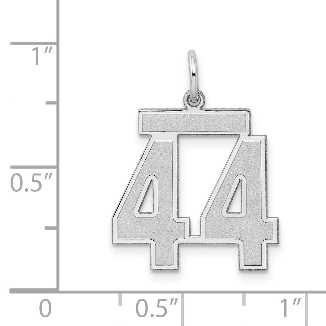 Sterling Silver Silver/Rhodium-Plated Satin Number 44 Charm