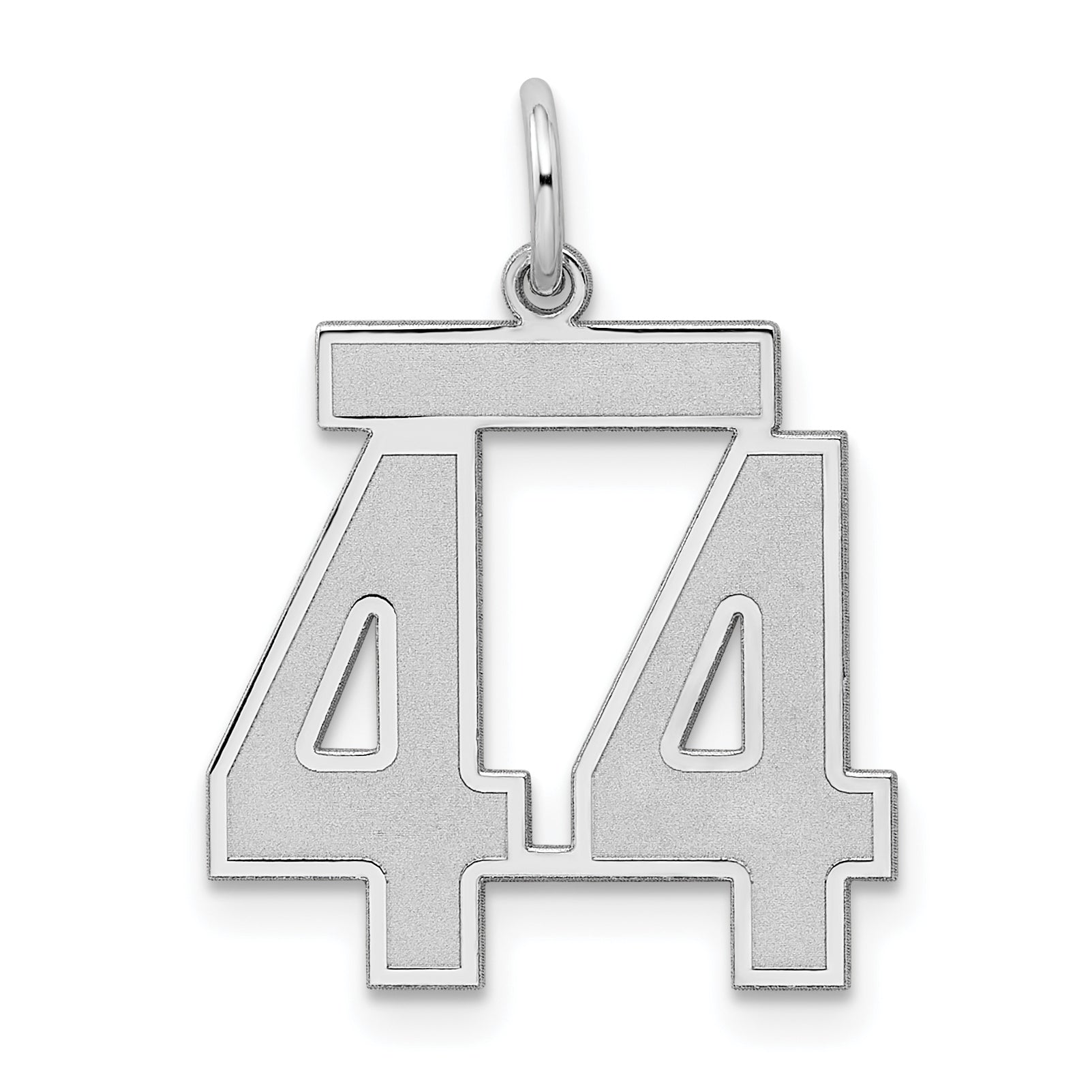 Sterling Silver Silver/Rhodium-Plated Satin Number 44 Charm