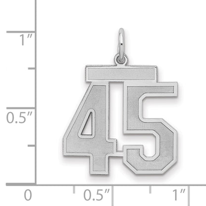 Sterling Silver Silver/Rhodium-Plated Satin Number 45 Charm