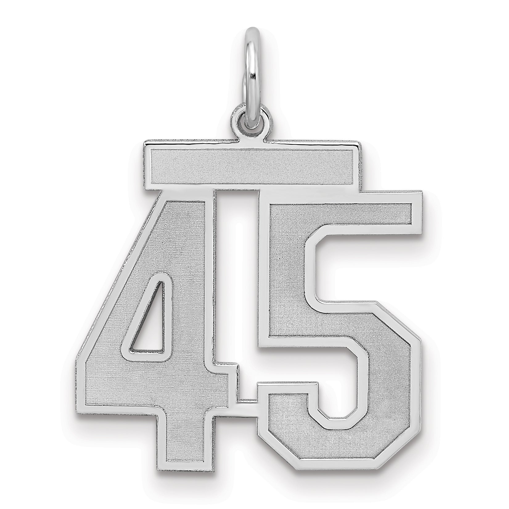 Sterling Silver Silver/Rhodium-Plated Satin Number 45 Charm