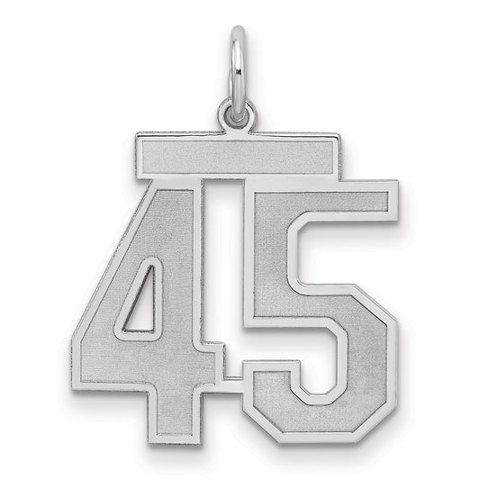Sterling Silver Silver/Rhodium-Plated Satin Number 45 Charm