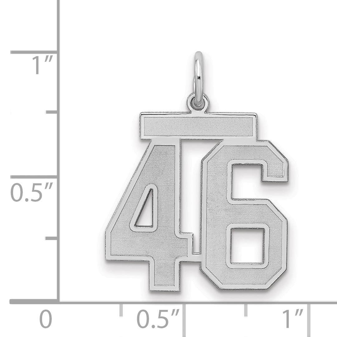 Sterling Silver Silver/Rhodium-Plated Satin Number 46 Charm
