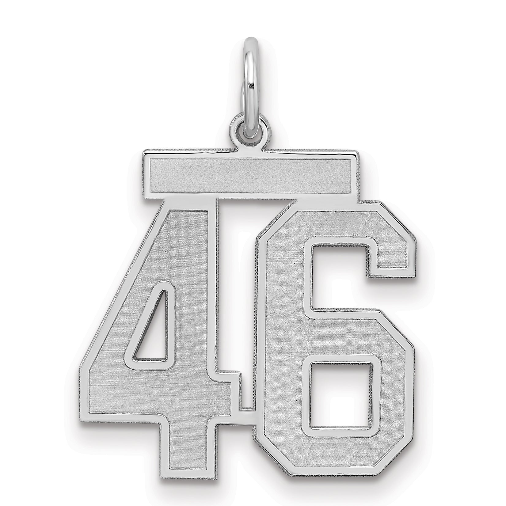Sterling Silver Silver/Rhodium-Plated Satin Number 46 Charm