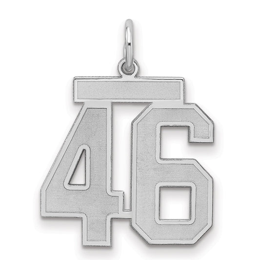 Sterling Silver Silver/Rhodium-Plated Satin Number 46 Charm
