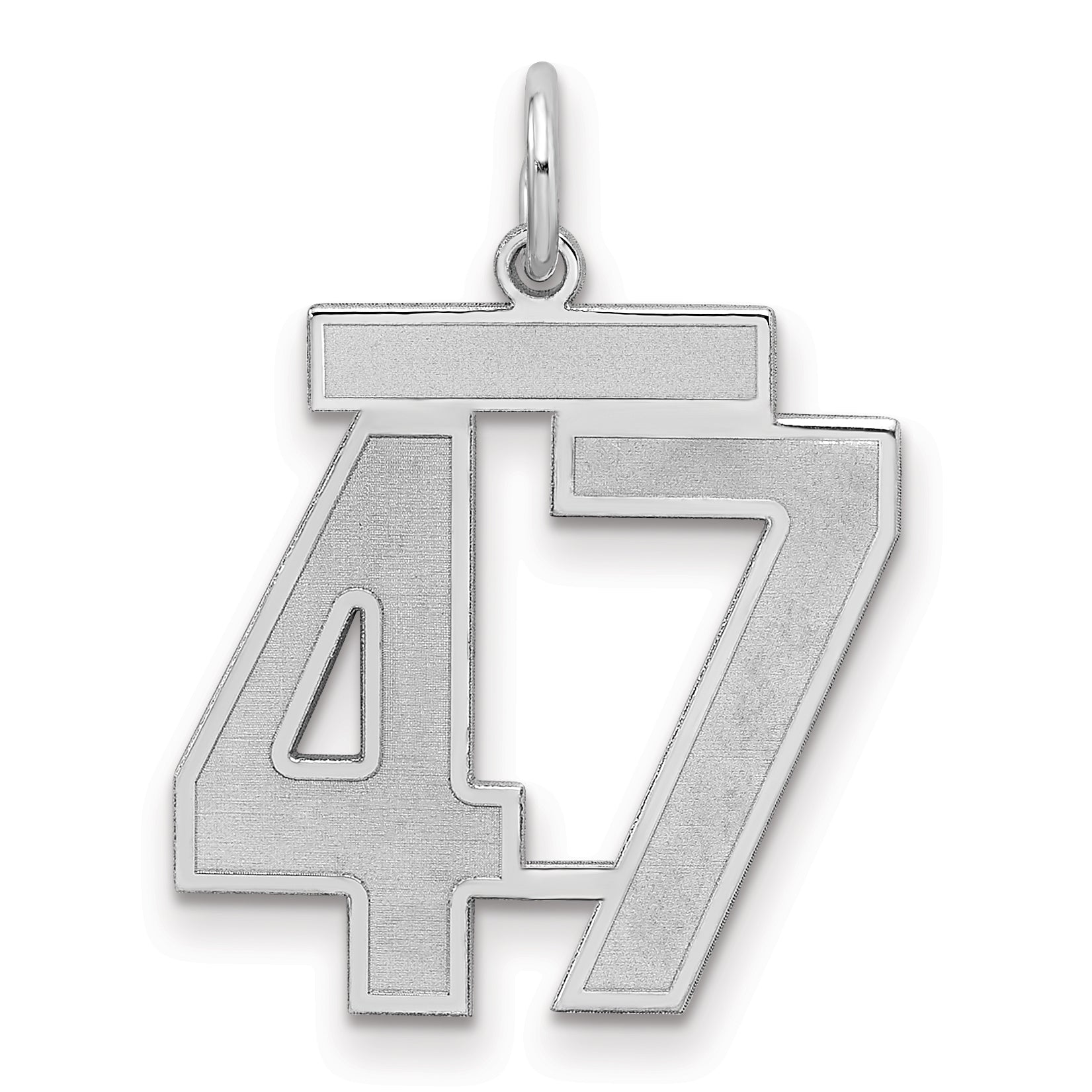Sterling Silver Silver/Rhodium-Plated Satin Number 47 Charm