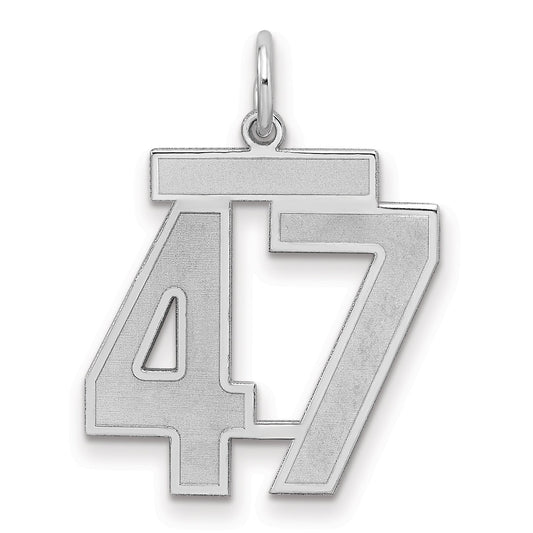 Sterling Silver Silver/Rhodium-Plated Satin Number 47 Charm
