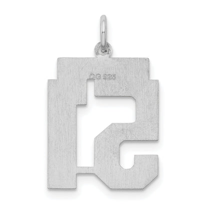 Sterling Silver Silver/Rhodium-Plated Satin Number 51 Charm