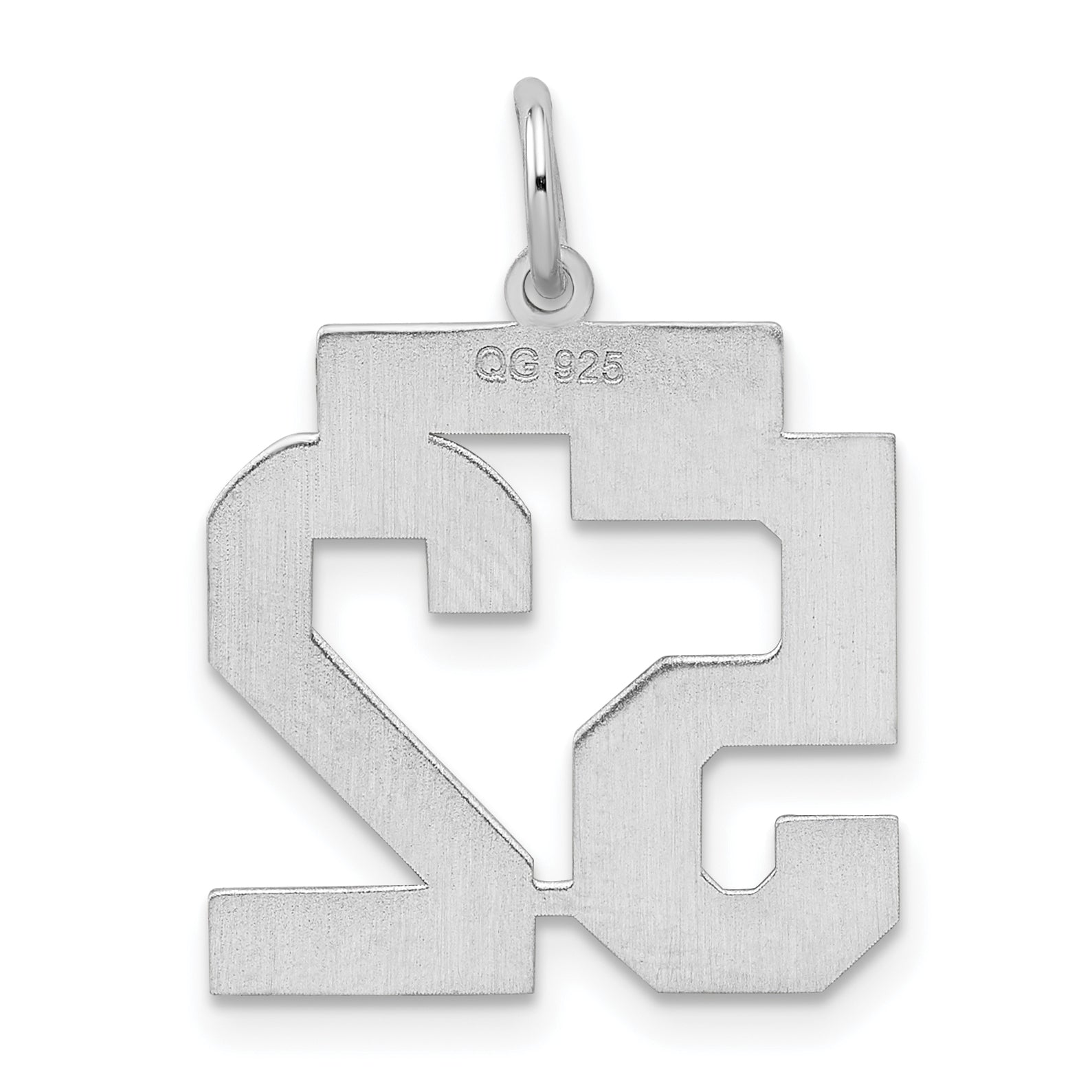 Sterling Silver Silver/Rhodium-Plated Satin Number 52 Charm