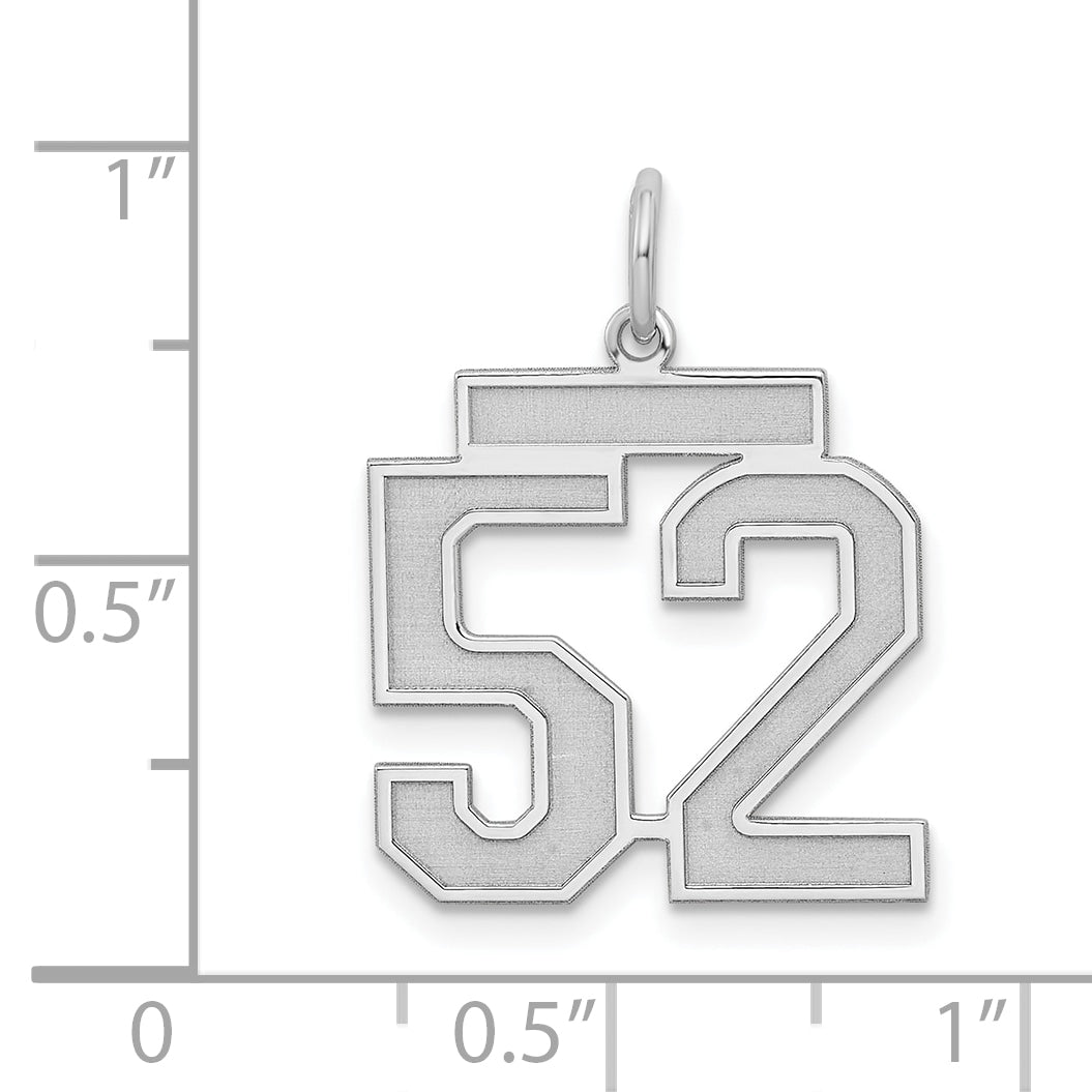 Sterling Silver Silver/Rhodium-Plated Satin Number 52 Charm
