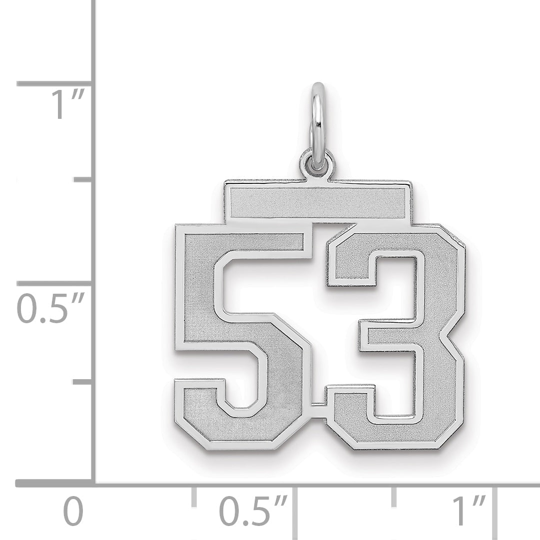 Sterling Silver Silver/Rhodium-Plated Satin Number 53 Charm