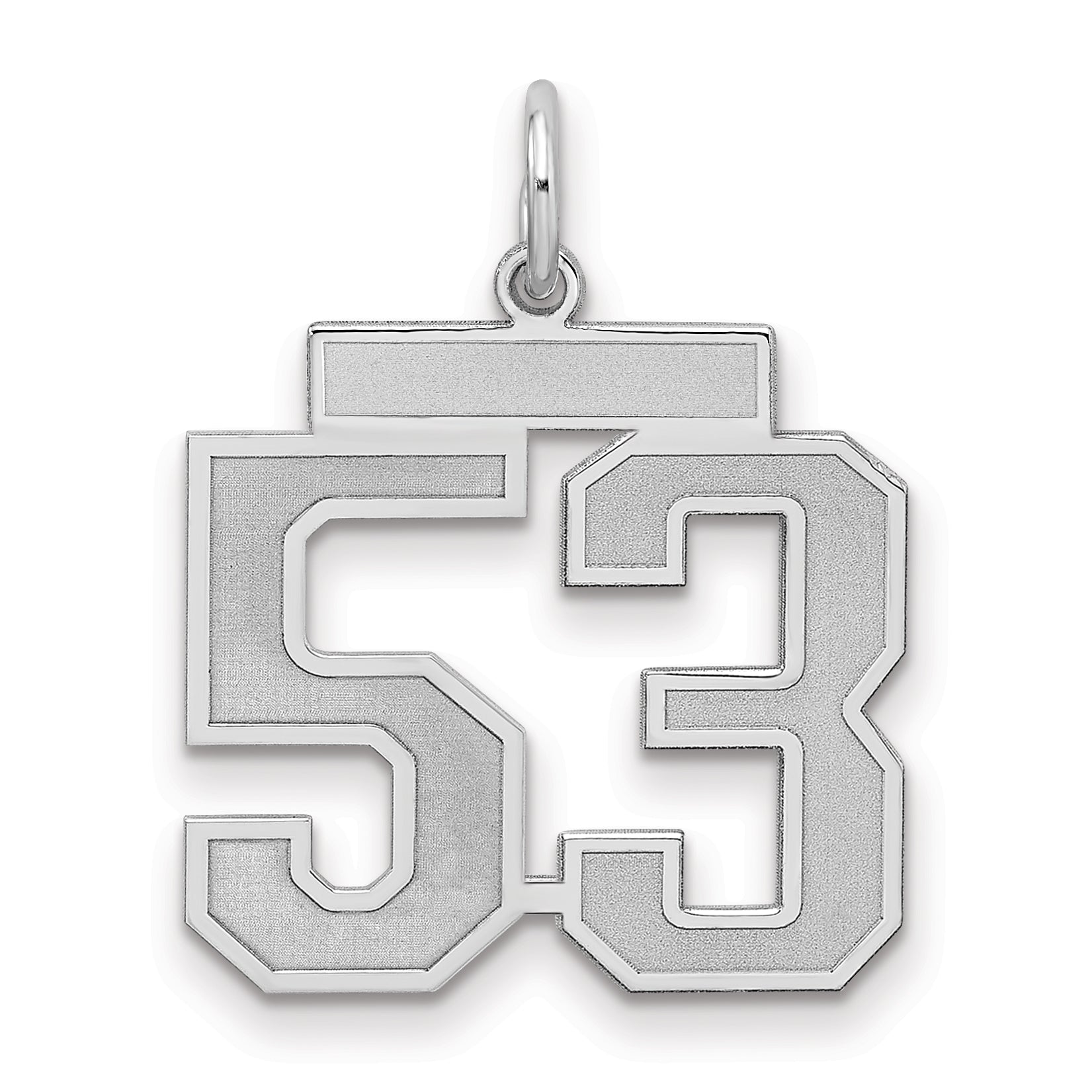 Sterling Silver Silver/Rhodium-Plated Satin Number 53 Charm