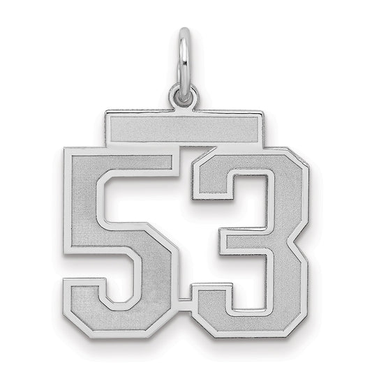 Sterling Silver Silver/Rhodium-Plated Satin Number 53 Charm