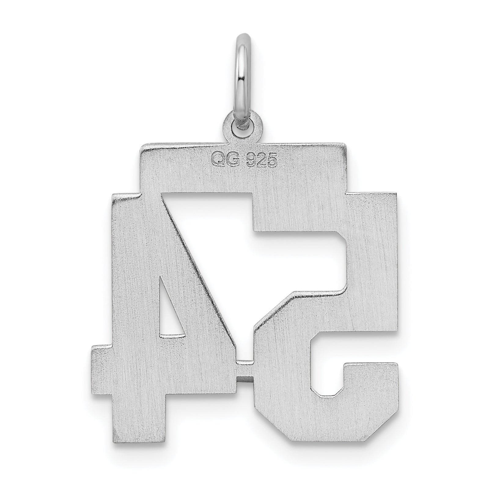 Sterling Silver Silver/Rhodium-Plated Satin Number 54 Charm