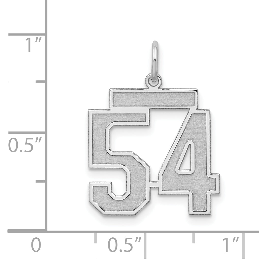 Sterling Silver Silver/Rhodium-Plated Satin Number 54 Charm