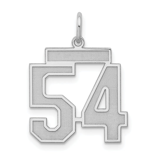 Sterling Silver Silver/Rhodium-Plated Satin Number 54 Charm