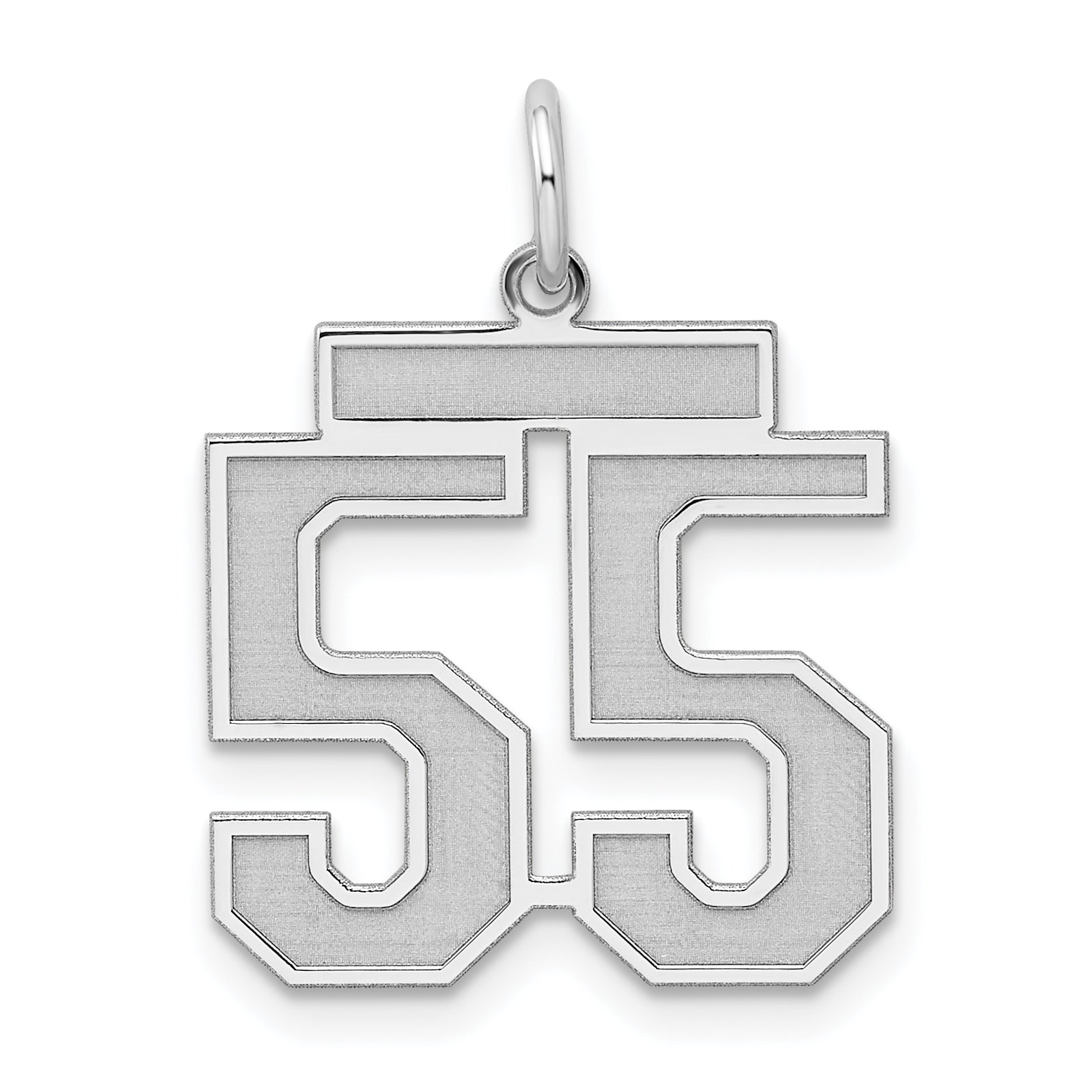 Sterling Silver Silver/Rhodium-Plated Satin Number 55 Charm