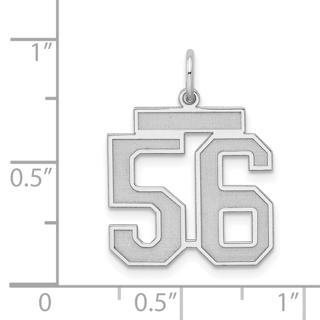 Sterling Silver Silver/Rhodium-Plated Satin Number 56 Charm
