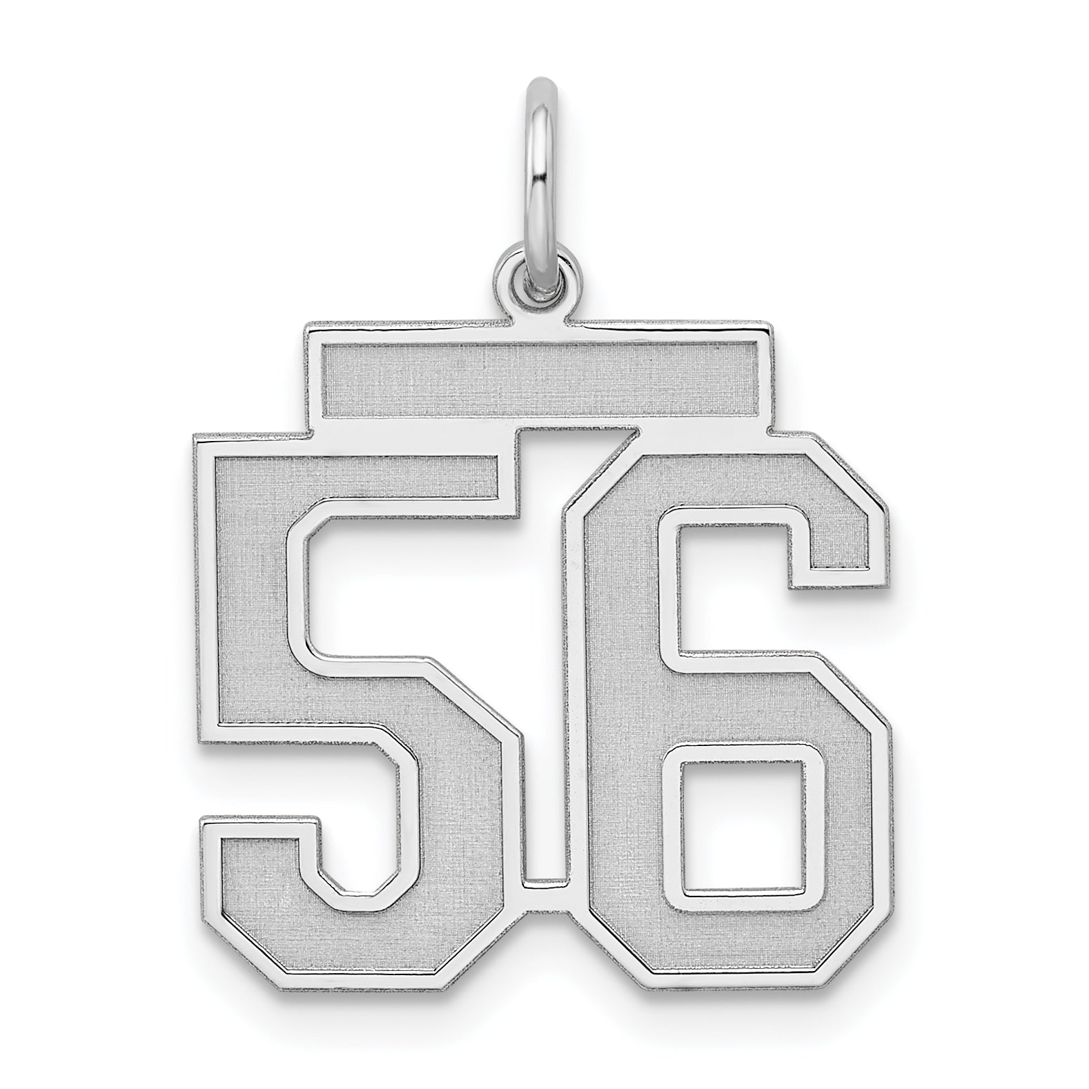 Sterling Silver Silver/Rhodium-Plated Satin Number 56 Charm