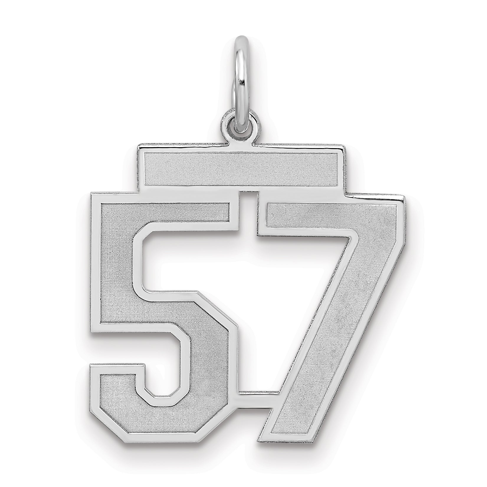 Sterling Silver Silver/Rhodium-Plated Satin Number 57 Charm