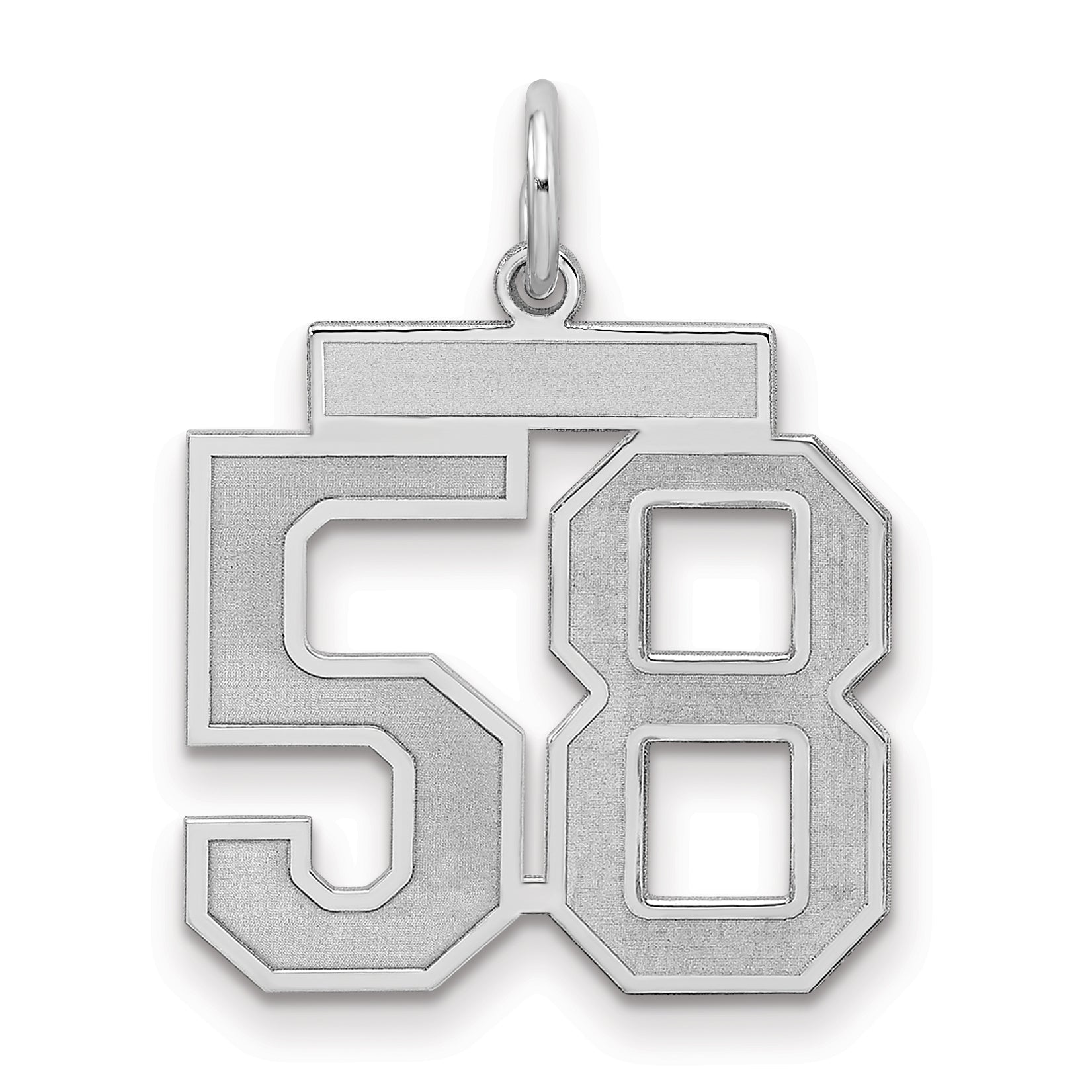 Sterling Silver Silver/Rhodium-Plated Satin Number 58 Charm