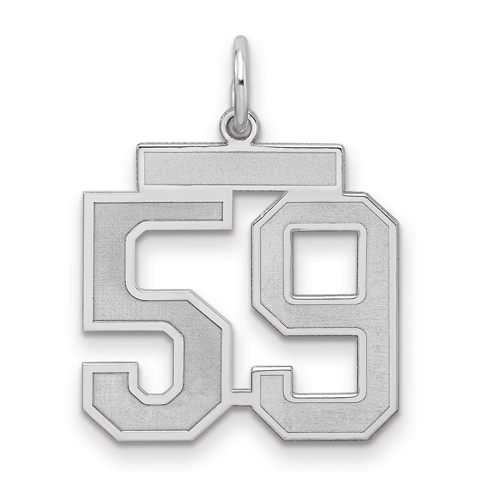 Sterling Silver Silver/Rhodium-Plated Satin Number 59 Charm