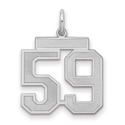 Sterling Silver Silver/Rhodium-Plated Satin Number 59 Charm