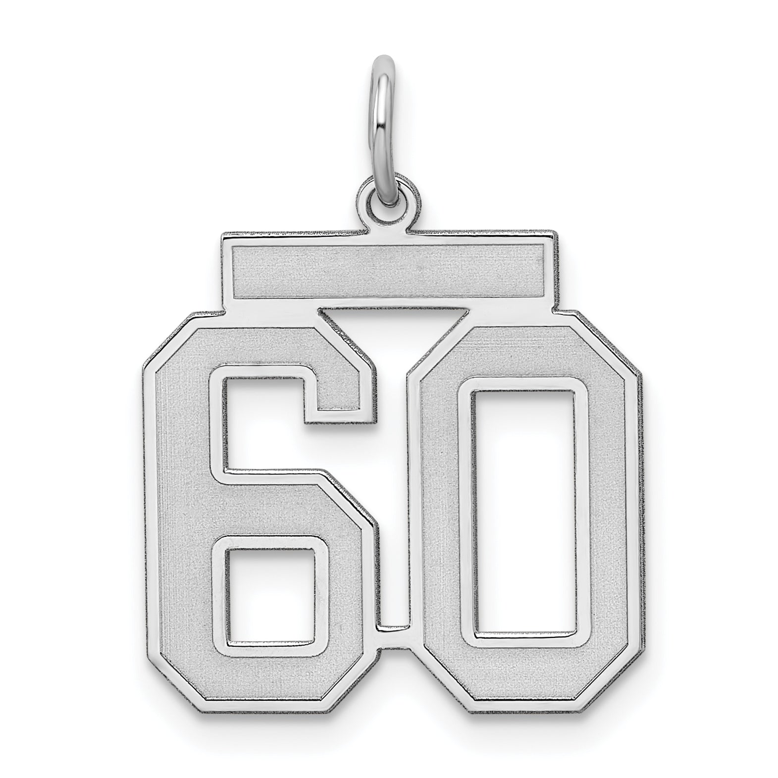 Sterling Silver Silver/Rhodium-Plated Satin Number 60 Charm