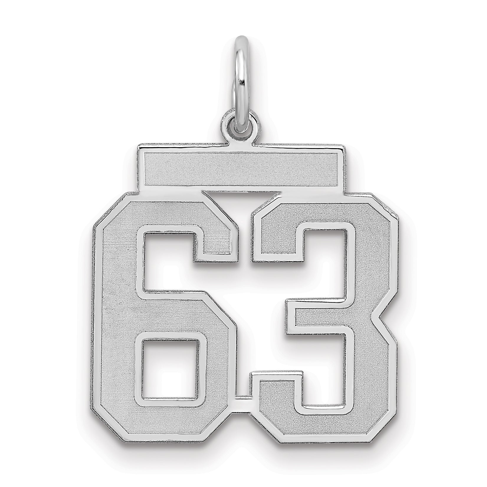 Sterling Silver Silver/Rhodium-Plated Satin Number 63 Charm