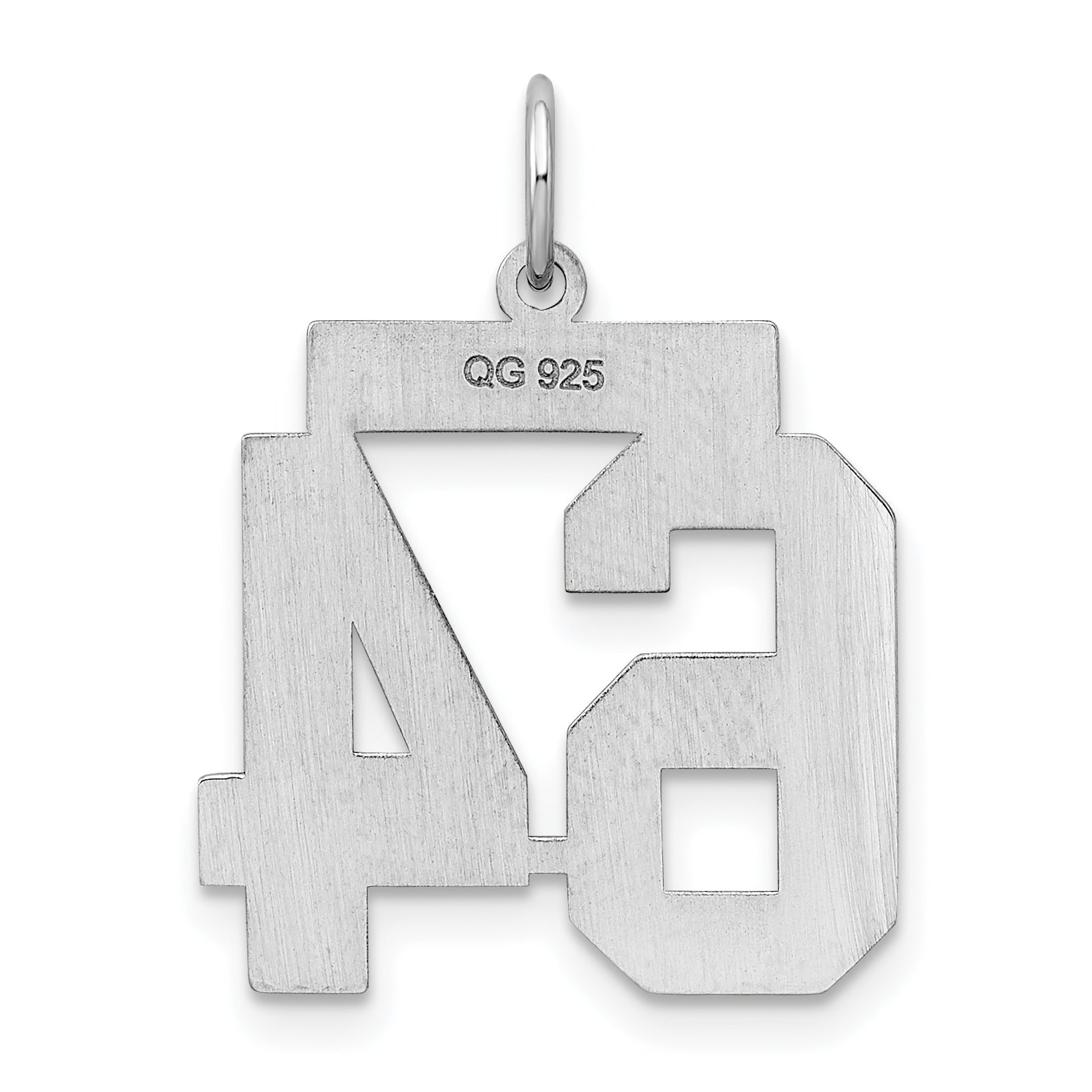 Sterling Silver Silver/Rhodium-Plated Satin Number 64 Charm