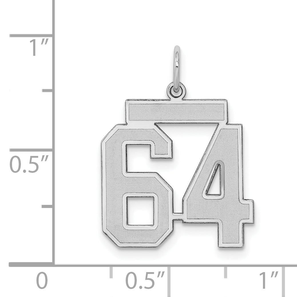 Sterling Silver Silver/Rhodium-Plated Satin Number 64 Charm