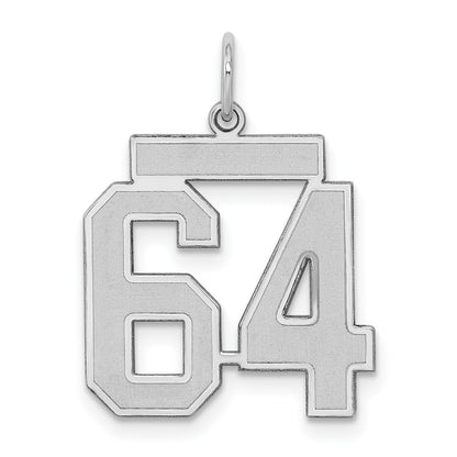 Sterling Silver Silver/Rhodium-Plated Satin Number 64 Charm