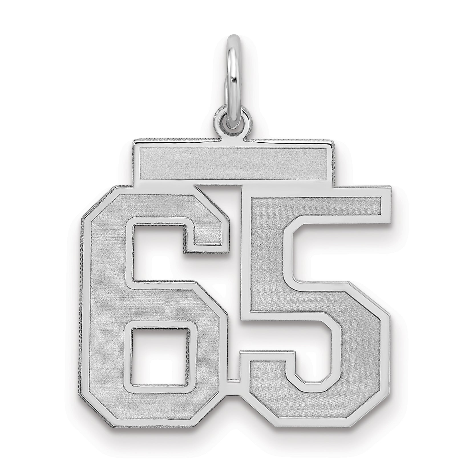 Sterling Silver Silver/Rhodium-Plated Satin Number 65 Charm