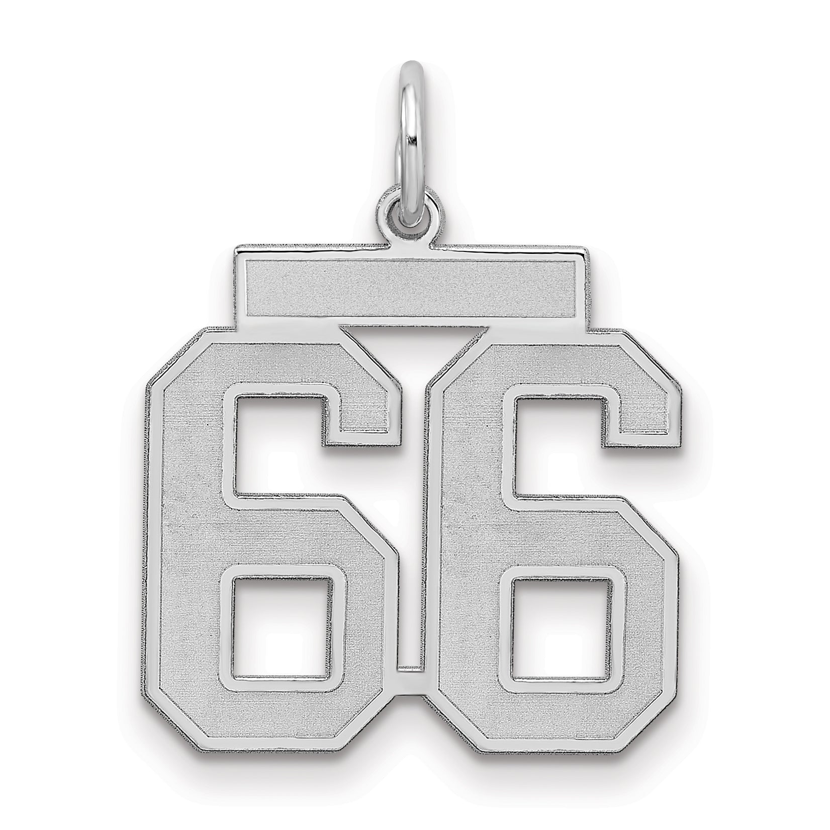 Sterling Silver Silver/Rhodium-Plated Satin Number 66 Charm