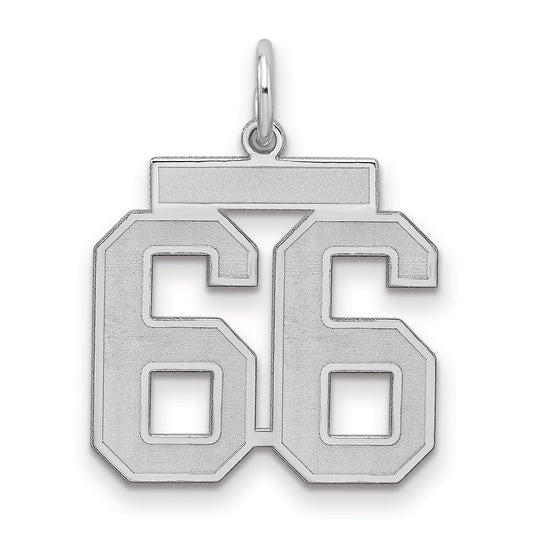 Sterling Silver Silver/Rhodium-Plated Satin Number 66 Charm