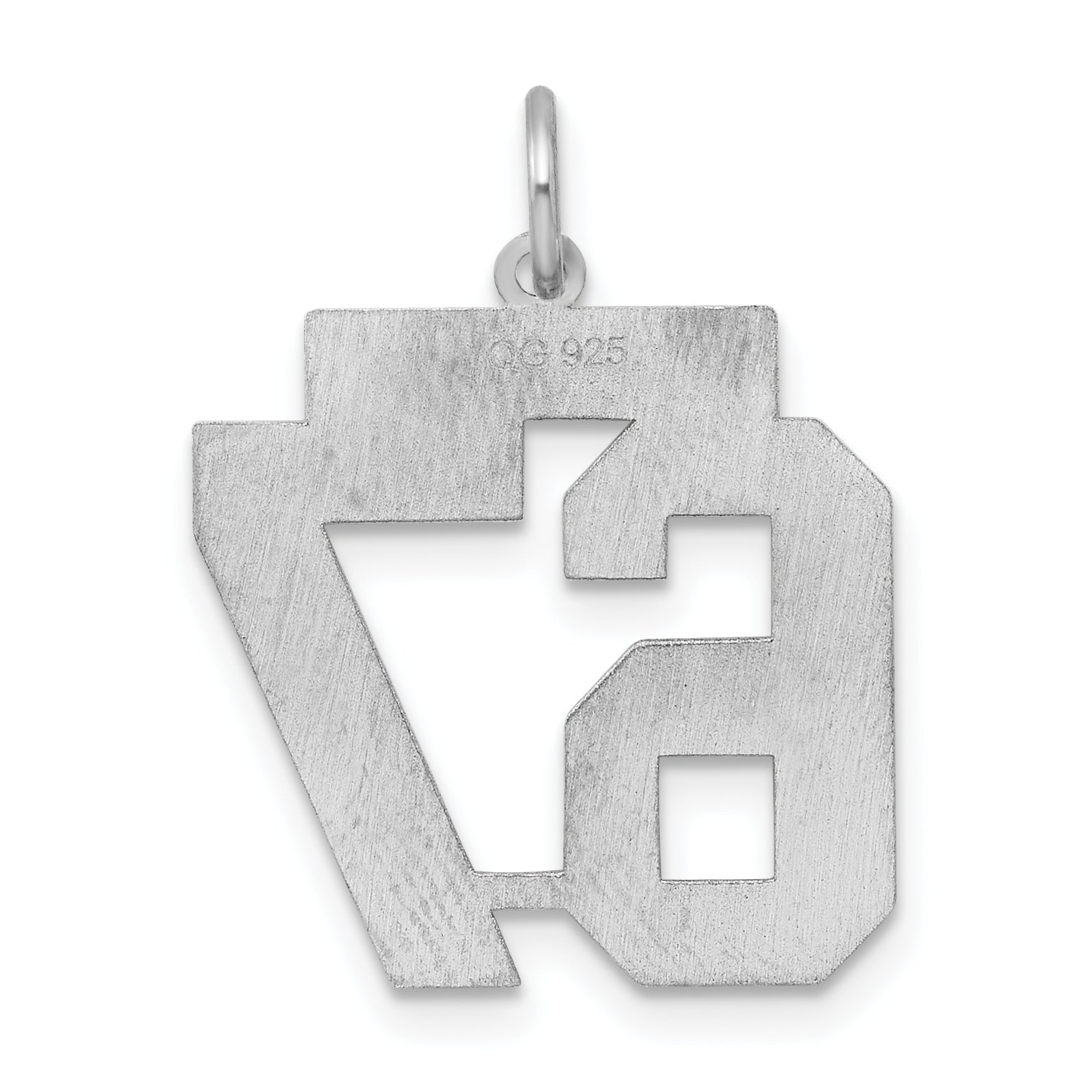 Sterling Silver Silver/Rhodium-Plated Satin Number 67 Charm