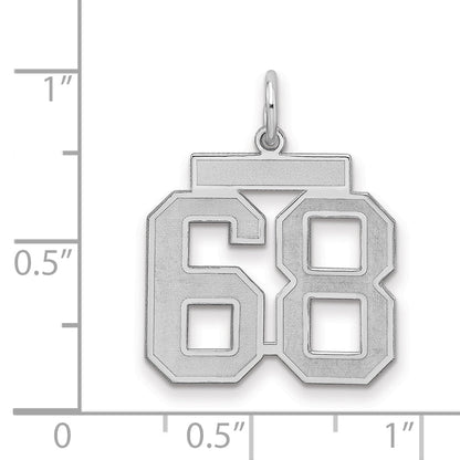 Sterling Silver Silver/Rhodium-Plated Satin Number 68 Charm