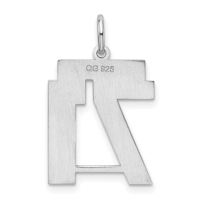 Sterling Silver Silver/Rhodium-Plated Satin Number 71 Charm