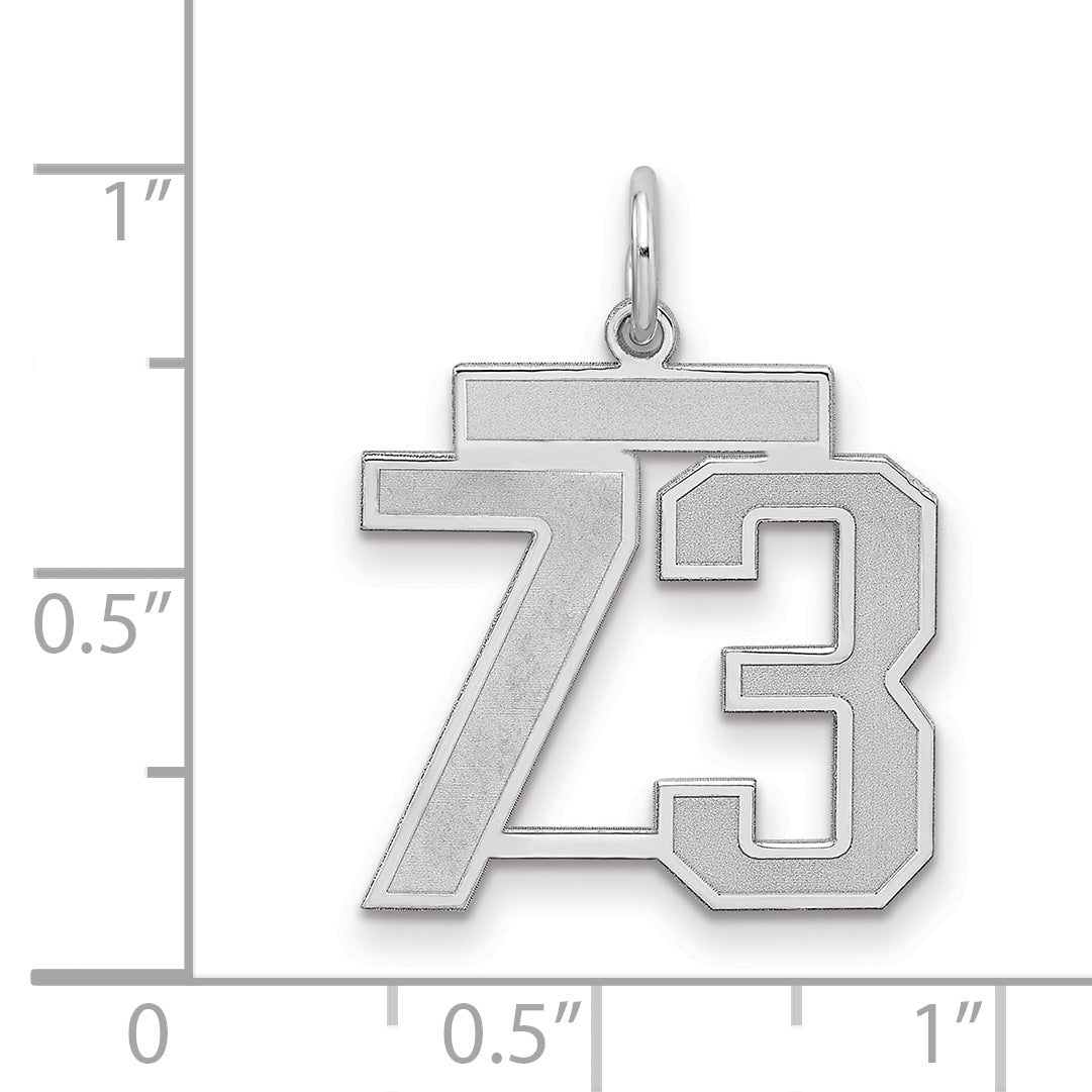 Sterling Silver Silver/Rhodium-Plated Satin Number 73 Charm