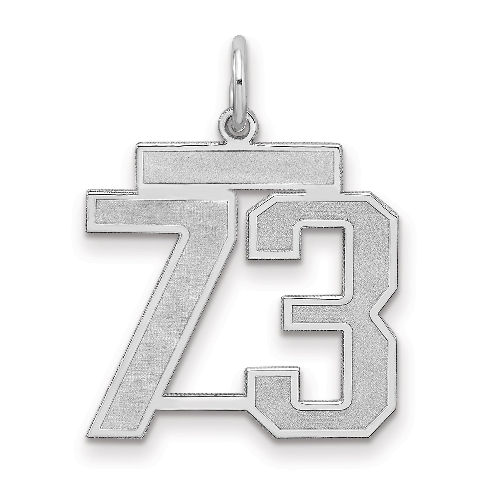 Sterling Silver Silver/Rhodium-Plated Satin Number 73 Charm