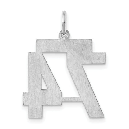 Sterling Silver Silver/Rhodium-Plated Satin Number 74 Charm