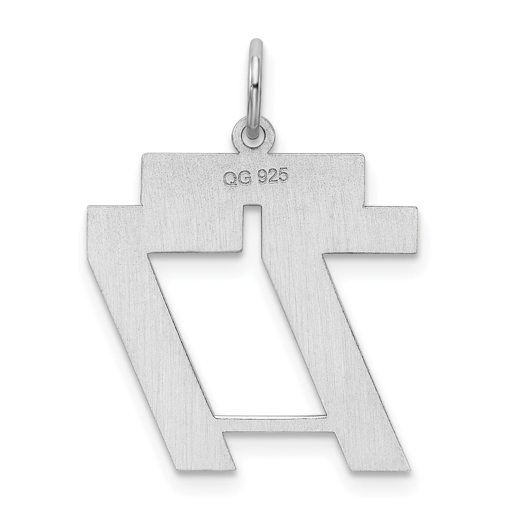 Sterling Silver Silver/Rhodium-Plated Satin Number 77 Charm