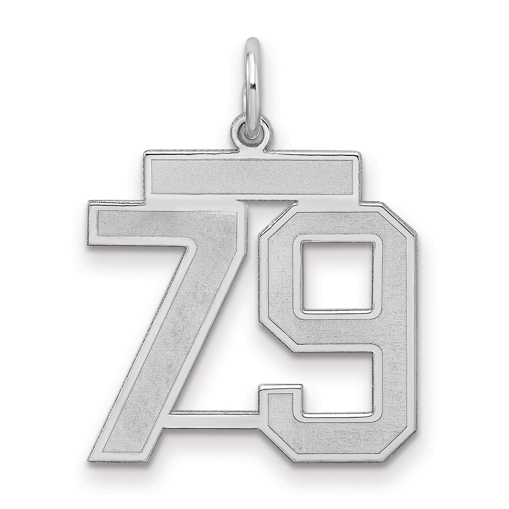 Sterling Silver Silver/Rhodium-Plated Satin Number 79 Charm