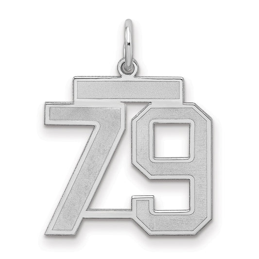 Sterling Silver Silver/Rhodium-Plated Satin Number 79 Charm