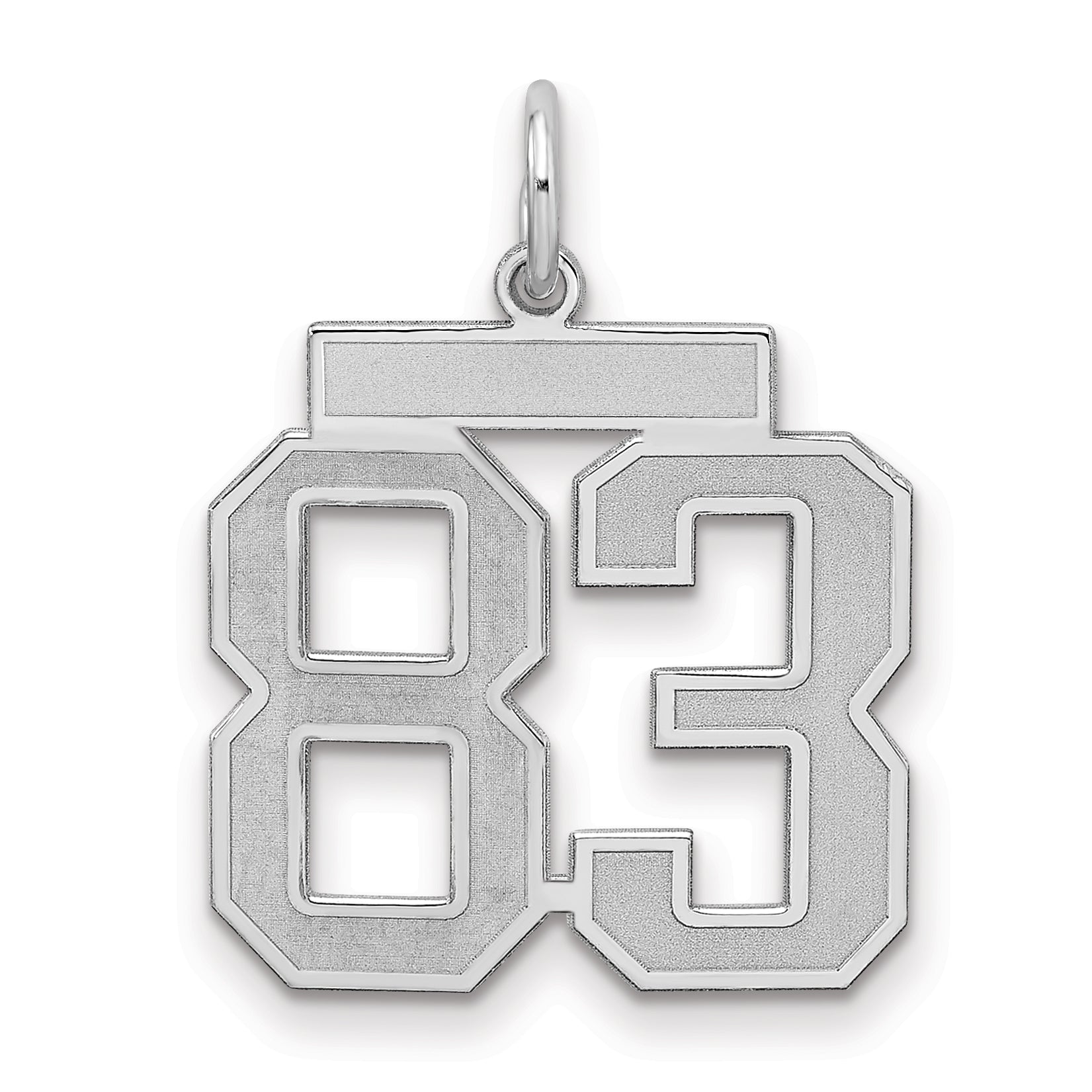 Sterling Silver Silver/Rhodium-Plated Satin Number 83 Charm