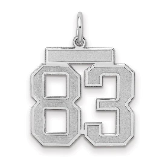 Sterling Silver Silver/Rhodium-Plated Satin Number 83 Charm